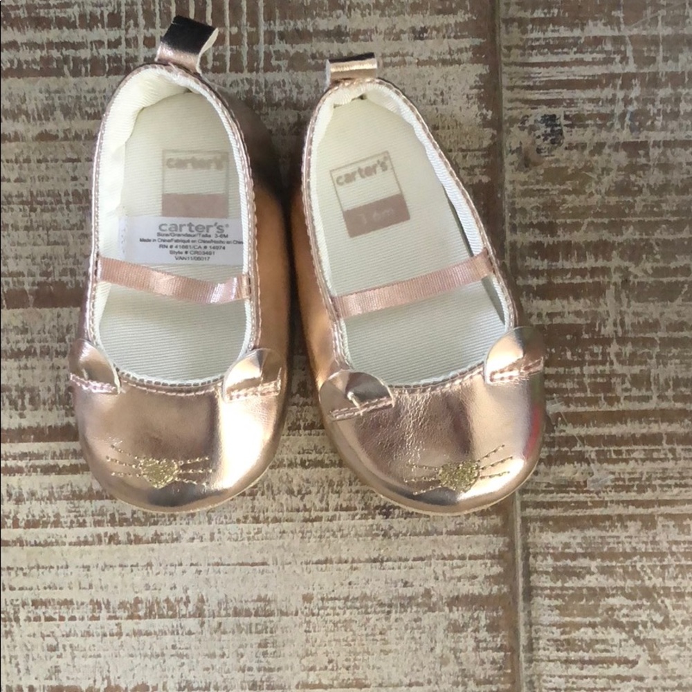 Carter’s- Rose gold baby shoes 3-6 months